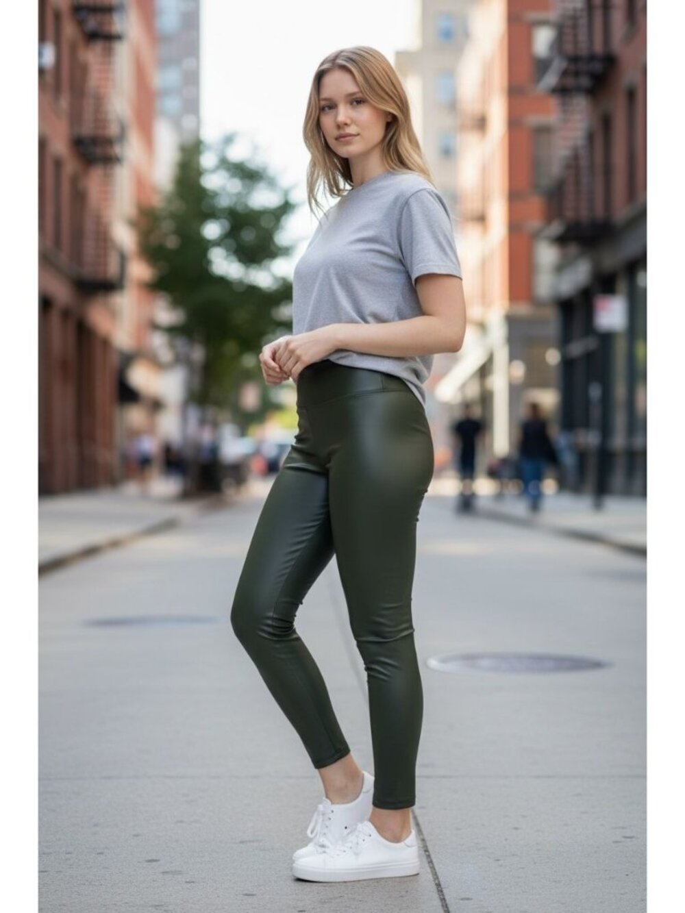 Rachel Zoe Faux Leather Pants Size 8 Olive Green High Rise Slim Leg Gorpcore